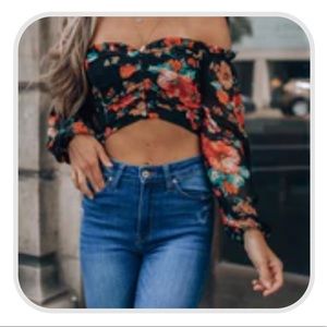 Floral Off-Shoulder Crop Top